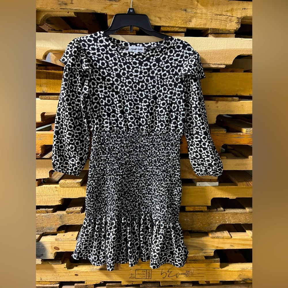 Emerald Sundae smocked sz M black and white dress